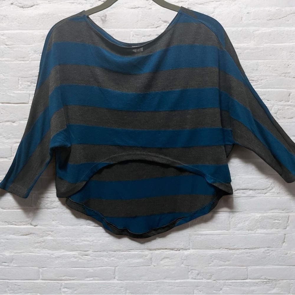 LoveSoup Blue and Gray Striped CropTop